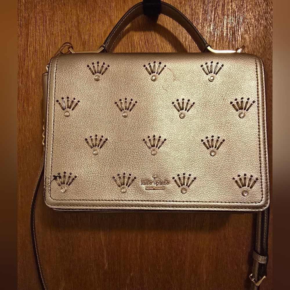 Kate Spade Medium Maisie Patterson Drive Embellished Gold Crossbody Bag - Picture 3 of 12